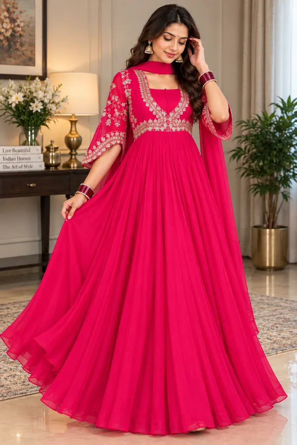Pink_Chinon_Flared_Embroidered_Gown_For_Women
