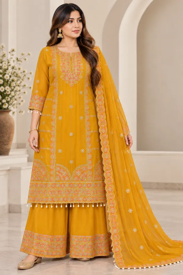 Mustard_Chinon_Straight_Embroidered_Kurta_Dupatta_Set_For_Women