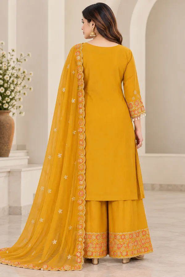 Mustard_Chinon_Straight_Embroidered_Kurta_Dupatta_Set_For_Women