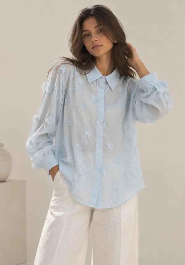 Light_Blue_Cotton_Textured_Relaxed_Fit_Shirt_For_Women