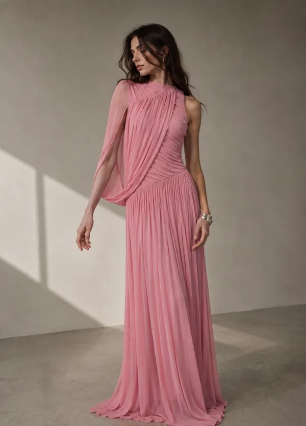 Pink_Lycra_Draped_Maxi_Dress_For_Women
