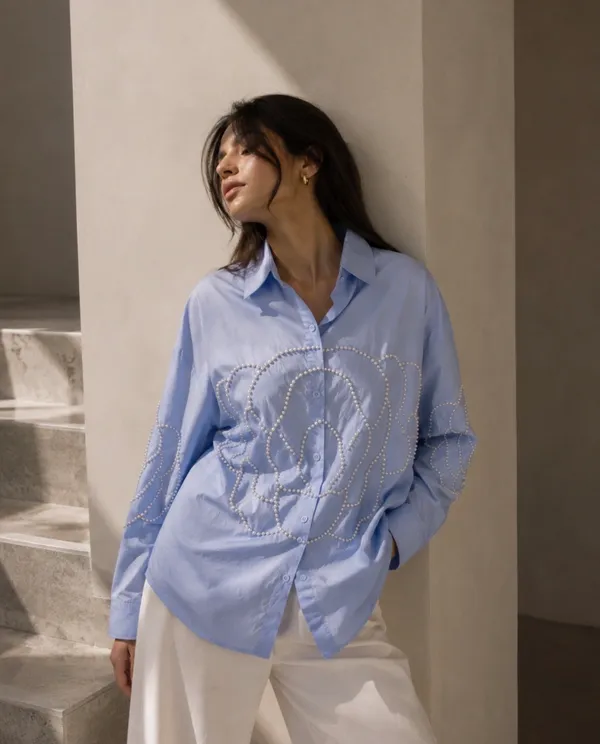 Light_Blue_Cotton_Embellished_Casual_Shirt_For_Women