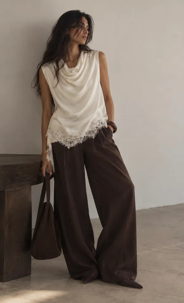 Ivory_Satin_Cowl_Neck_Sleeveless_Top_For_Women
