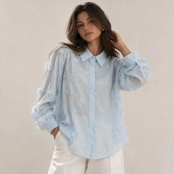Light_Blue_Cotton_Textured_Relaxed_Fit_Shirt_For_Women