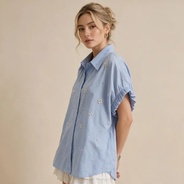 Light_Blue_Cotton_Relaxed_Fit_Embroidered_Shirt_For_Women