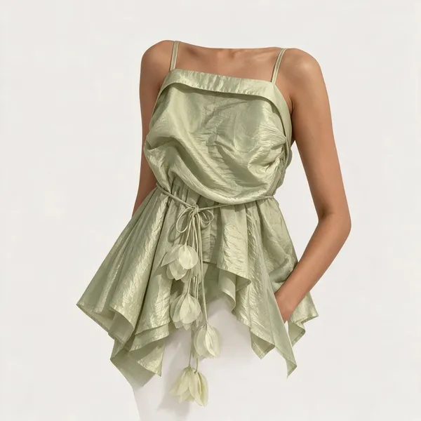 Green_Cotton_Silk_Textured_Peplum_Top_For_Women