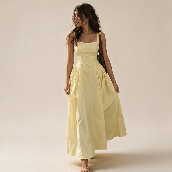 Yellow_Poly-Cotton_Sleeveless_A-Line_Maxi_Dress_For_Women