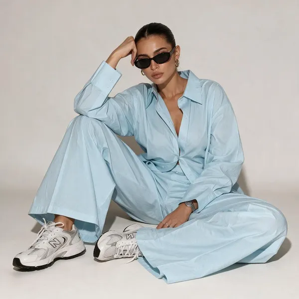 Light_Blue_Cotton_Relaxed_Fit_Coord_Set_For_Women