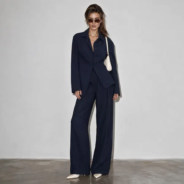 Blue_Cotton_Tailored_Shirt_Wide_Leg_Trousers_Coord_Set_For_Women