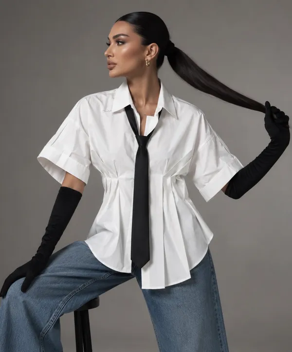 White_Cotton_Short_Sleeve_Relaxed_Fit_Shirt_For_Women