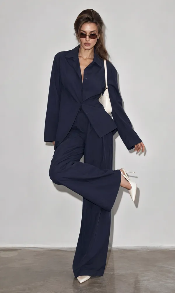 Blue_Cotton_Tailored_Shirt_Wide_Leg_Trousers_Coord_Set_For_Women