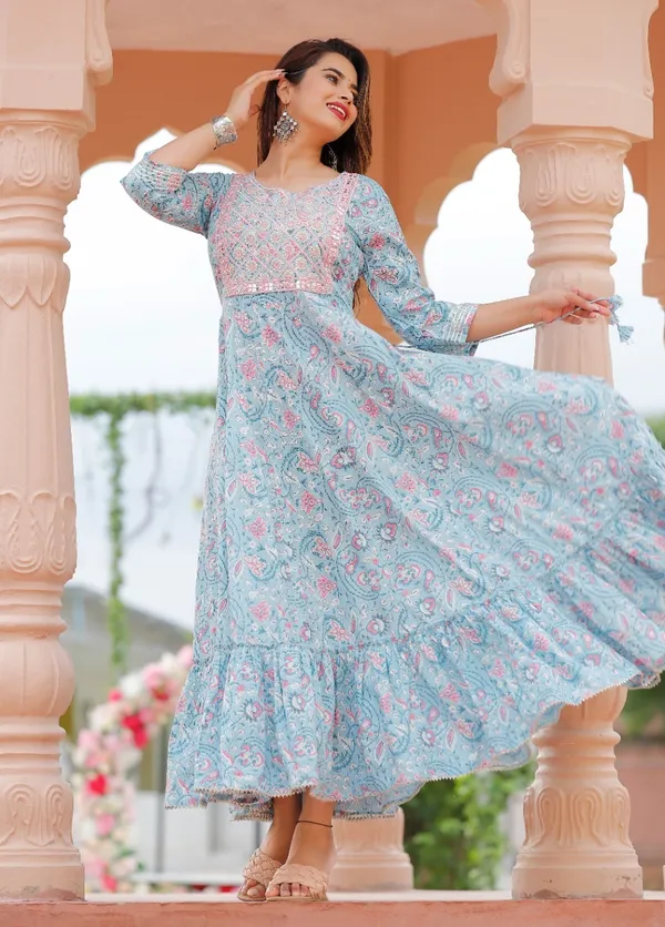 Blue_Floral_Print_Anarkali_Kurta_For_Women