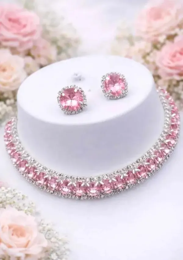 Pink_Crystal_Necklace_And_Earrings_Set_for_Women