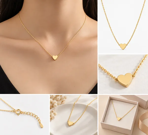 A_delicate_gold_plated_heart_pendant_with_alloy_chain_for_women_&_girl_wear_