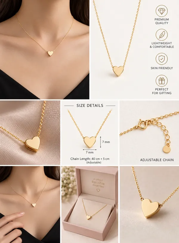 A_delicate_gold_plated_heart_pendant_with_alloy_chain_for_women_&_girl_wear_