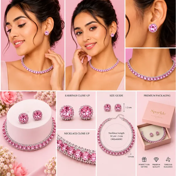 Pink_Diamond_Brass_Necklace_And_Earring_Set_For_Women_&_girls_