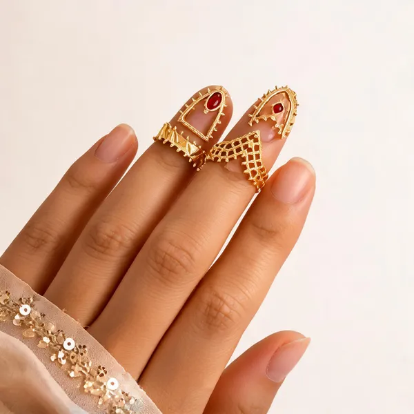 Gold_&_Red_Brass_Ring_Set_For_Women