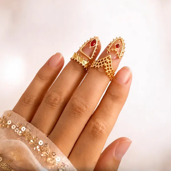 Gold_&_Red_Brass_Ring_Set_For_Women