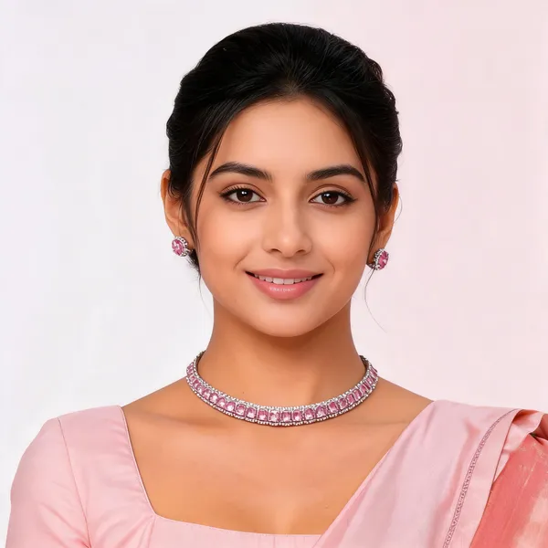 Pink_Diamond_Brass_Necklace_And_Earring_Set_For_Women_&_girls_