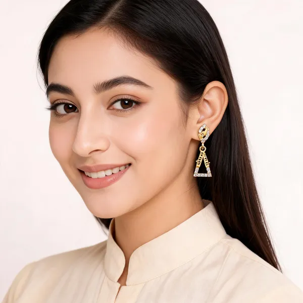 Gold_Brass_And_Micro_Plating_Rhinestone_Geometric_Drop_Earrings_For_Women