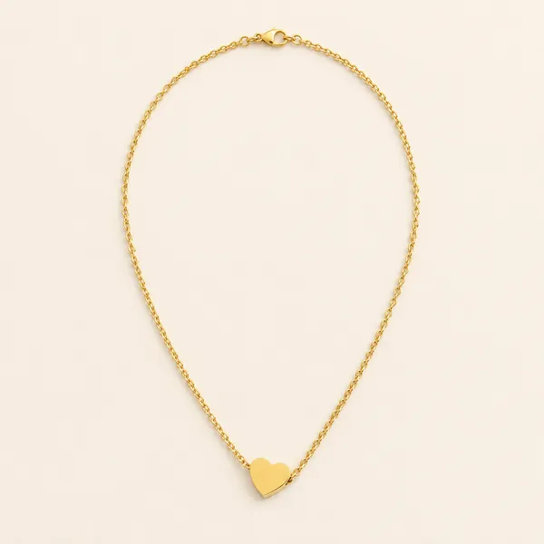 A_delicate_gold_plated_heart_pendant_with_alloy_chain_for_women_&_girl_wear_