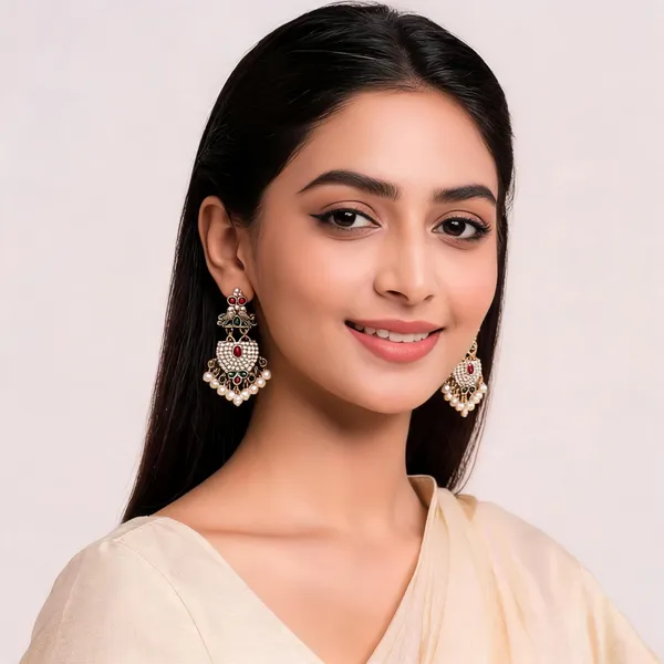 Gold_&_Pearl_White_Metal_With_Pearl_Work_Chandelier_Earrings_For_Women