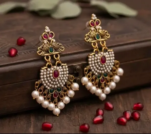 Goldan_oxidise_Peacock_Design_With_Pearl_Work_Pearl_Drop_Earrings_For_Women_&_Girls_