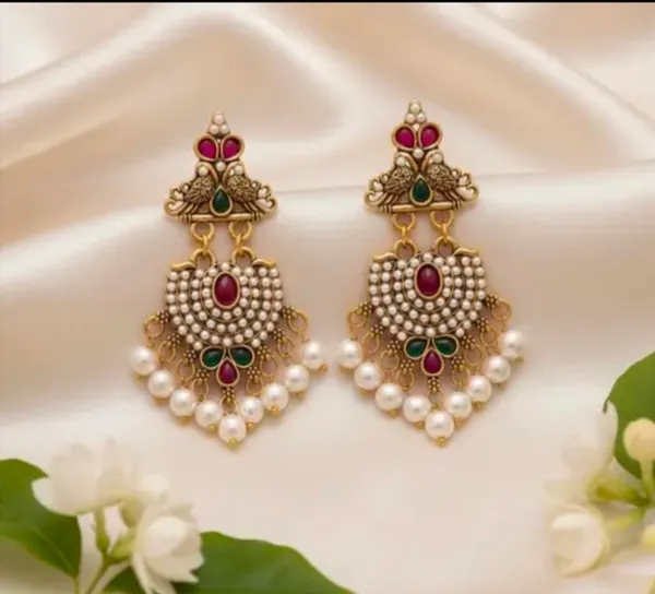 Goldan_oxidise_Peacock_Design_With_Pearl_Work_Pearl_Drop_Earrings_For_Women_&_Girls_