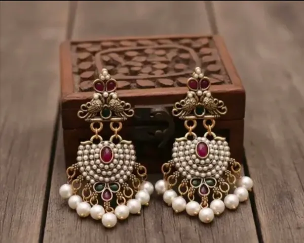 Goldan_oxidise_Peacock_Design_With_Pearl_Work_Pearl_Drop_Earrings_For_Women_&_Girls_