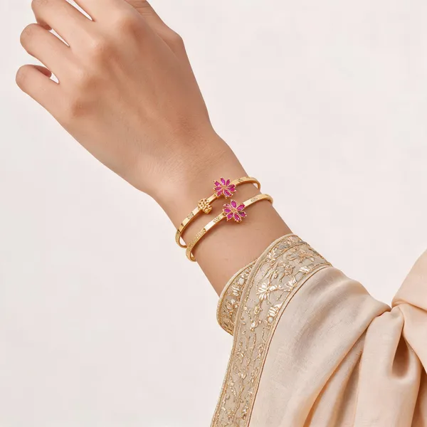 Gold_&_Pink_Brass_Bracelet_For_Women_&_girls_