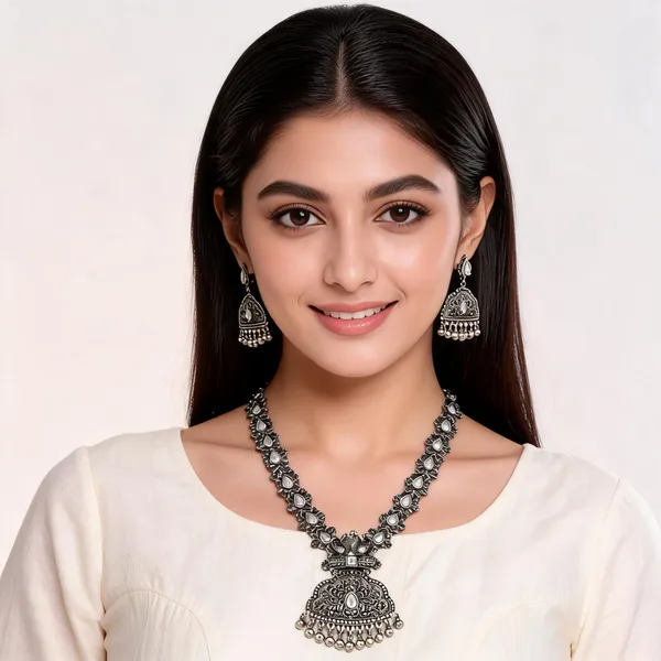 Oxidized_Silver_Oxidised_Necklace_Set_With_Earrings_For_Women_&_Girls_