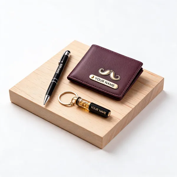 Purple_Leather_Pen_And_Keychain_Combo_Gift_Set_For_Men