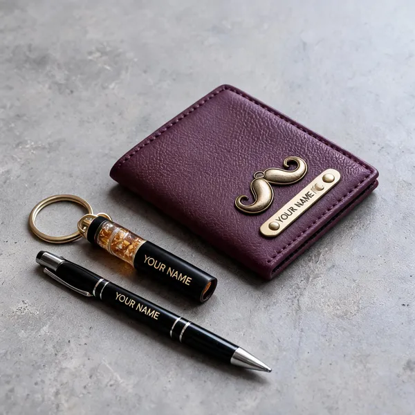 Purple_Leather_Pen_And_Keychain_Combo_Gift_Set_For_Men