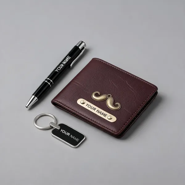 Purple_Leather_Pen_Wallet_And_Keychain_Gift_Set_For_Men