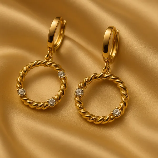 Mania_Anti_Tarnish_Gold_Plated_Ring_Shape_Earring_Default_Title