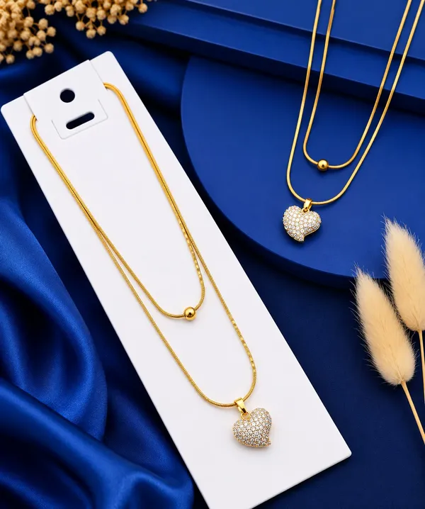 Gold-Tone_Double_Layer_Heart_Pendant_Necklace_for_Women