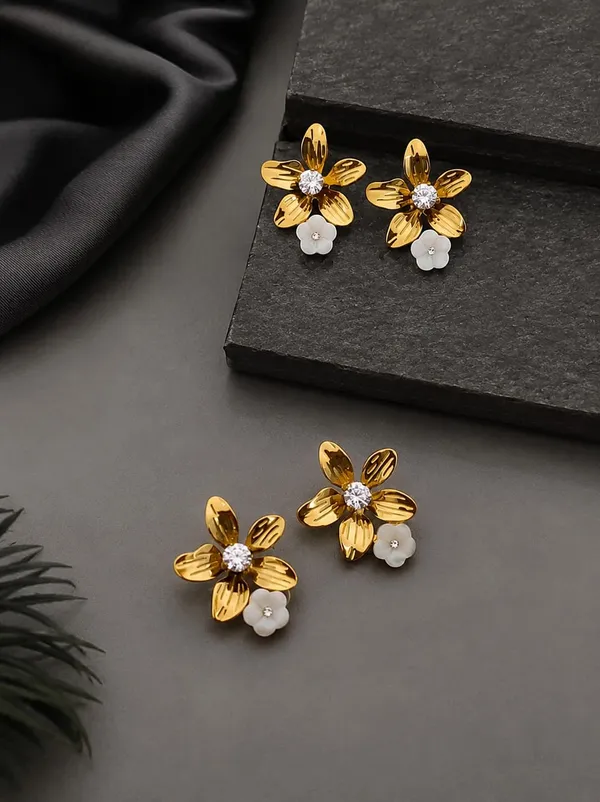 Gold_Tone_Floral_Drop_Earrings_for_Women