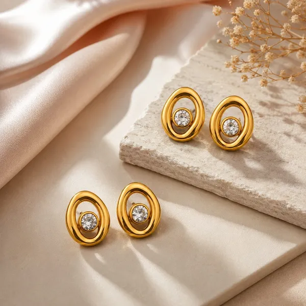 Gold-Tone_Oval_Stud_Earrings_for_Women