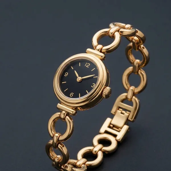 Gold_Stainless_Steel_Linked_Bracelet_Analogue_Watch_For_Women