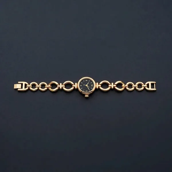 Gold_Stainless_Steel_Linked_Bracelet_Analogue_Watch_For_Women