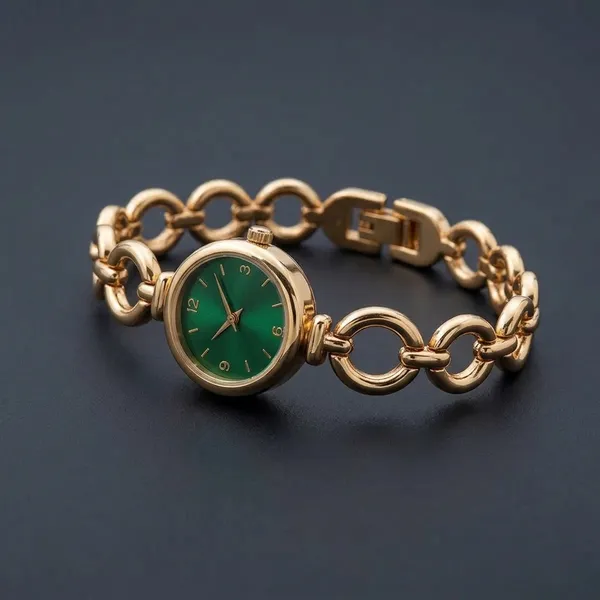 Gold_Stainless_Steel_Linked_Bracelet_Analogue_Watch_For_Women