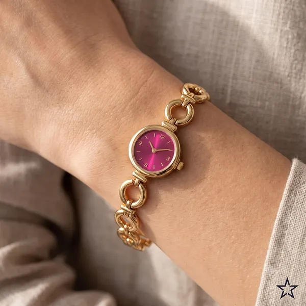 Gold_Stainless_Steel_Linked_Bracelet_Analogue_Watch_For_Women