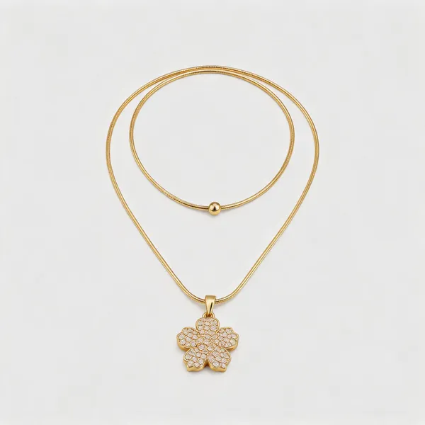 Gold_Stainless_Steel_Floral_Stone_Pendant_Necklace_For_Women
