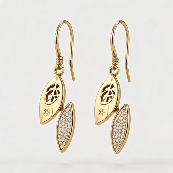 Gold_Stainless_Steel_Leaf_Motif_Crystal_Accent_Drop_Earrings_For_Women