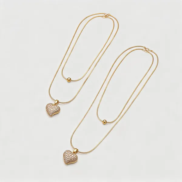 Gold_Stainless_Steel_Heart_Pendant_Necklace_Set_For_Women