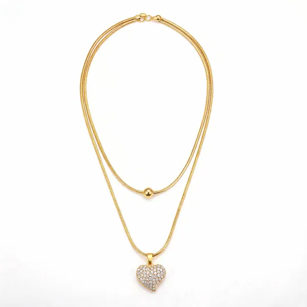 Gold_Stainless_Steel_Double_Layer_Heart_Pendant_Necklace_For_Women