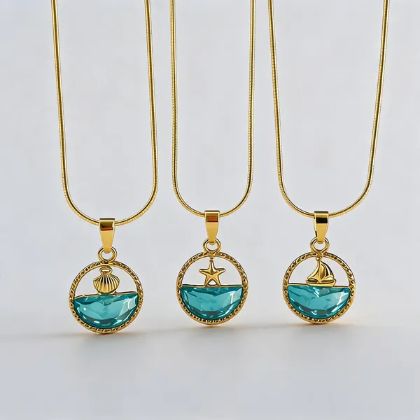 Gold_Stainless_Steel_Sea_Theme_Pendant_Necklace_Set_For_Women