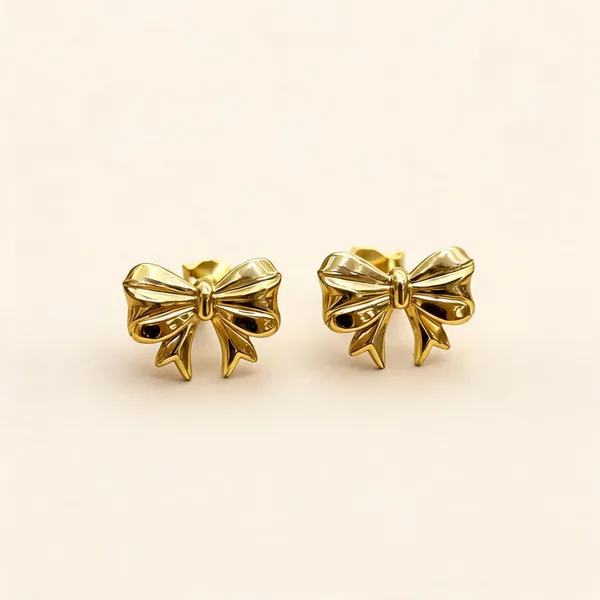 Gold_Stainless_Steel_Bow_Motif_Stud_Earrings_For_Women