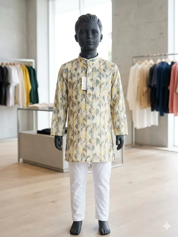 Cream_Printed_Kurta_Set_for_Boys