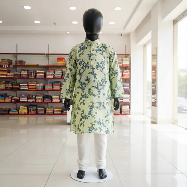 Light_Green_Floral_Print_Kurta_Set_for_Men